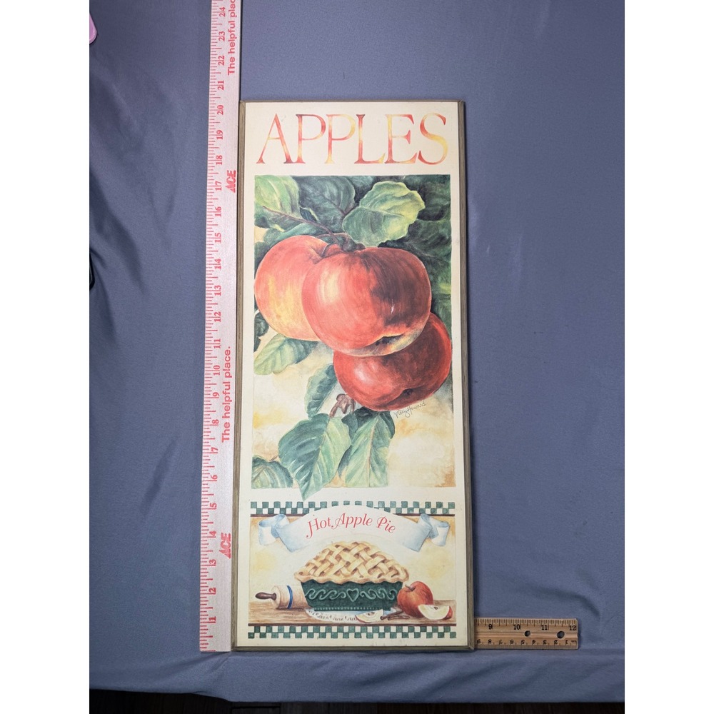Vicky Howard Fruit Plaque Apples Hot Apple Pie Kitchen Wall Art Decor 20x8